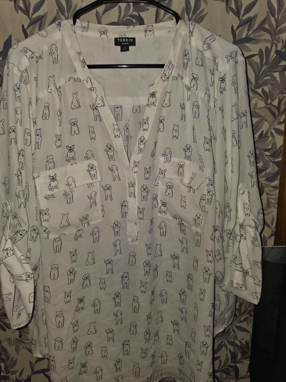 Torrid White Dog Print Tunic Blouse